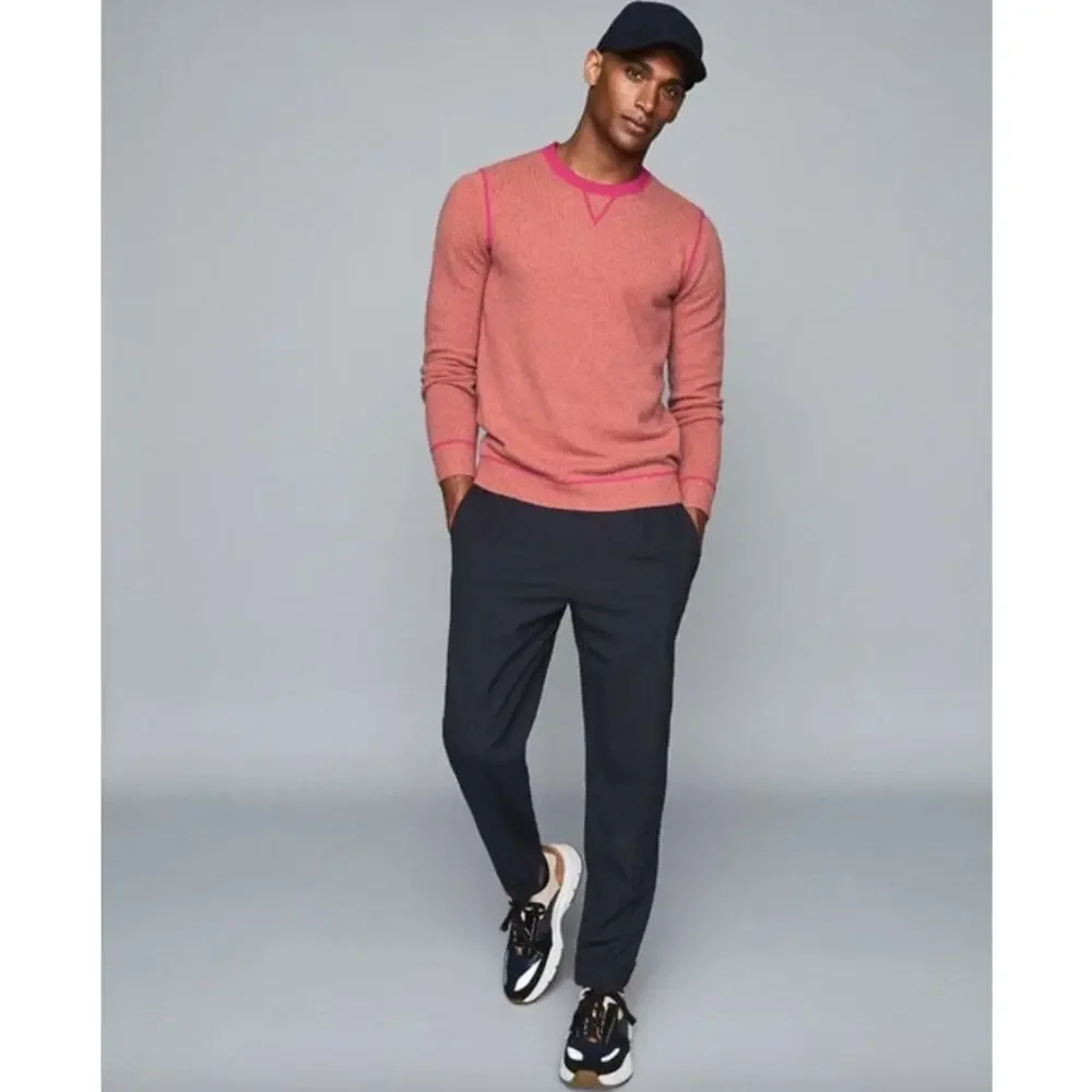 REISS Allandale Wool Blend Fluoro Jumper Sweater Size XL NEW $220 Pink Crew